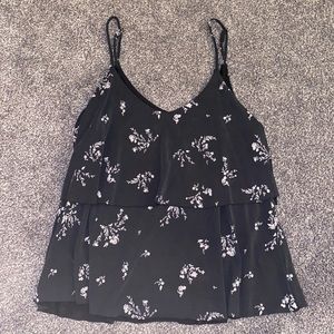 Black Floral Tank Top